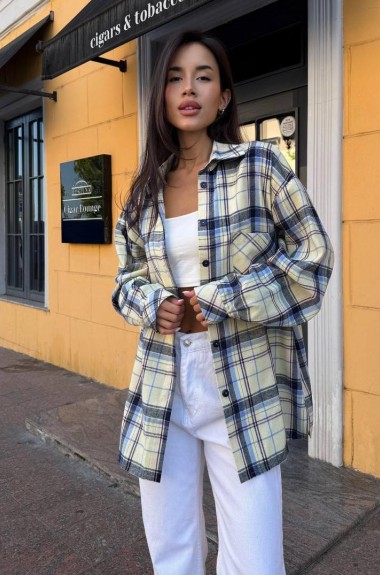 Фланелевая рубашка в клетку женская  AM-3318.2A550