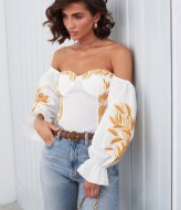 Блузка корсет с объемными рукавами AMU-5767A660