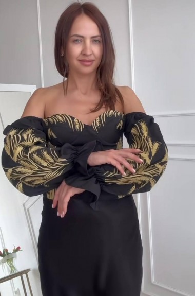 Блузка корсет с объемными рукавами AMU-5767A660