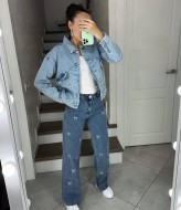 Джинсовая куртка женская короткая  AMU-898A1100