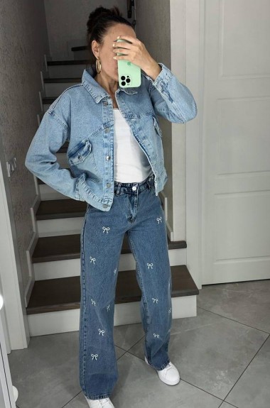 Джинсовая куртка женская короткая  AMU-898A1100