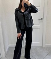 Короткая кожаная куртка  AMU-1936.936A650