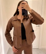 Короткая кожаная куртка  AMU-1936.936A650