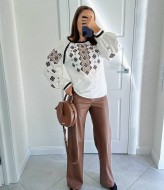 Брюки палаццо с эко шкіри  AMU-1919.919A380 