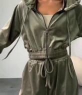 Велюровий костюм  з широкими брюками  JW-381A600 