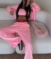 Велюровий костюм  з широкими брюками  JW-381A600 