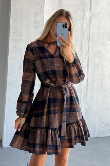 Клетчатое платье SOL-2449A400