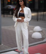 Велюровый костюм с широкими штанами   JK-002A750