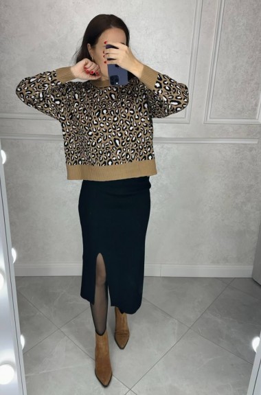 Свитер леопардовый принт   AMU-14028A549