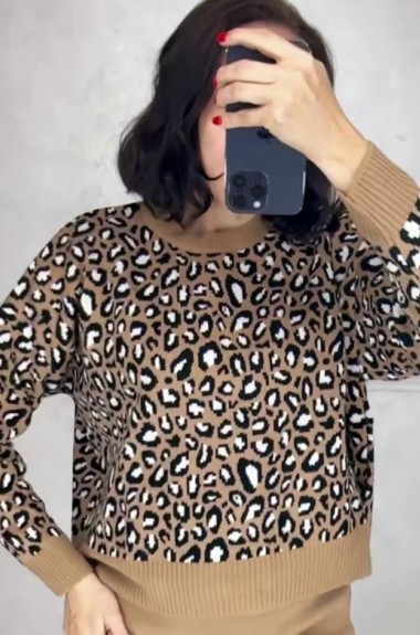 Свитер леопардовый принт   AMU-14028A549