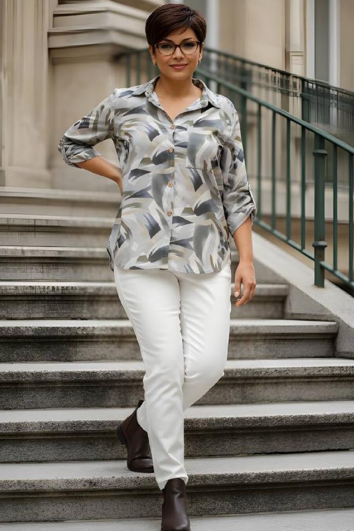 Рубашка льняная женская  AO-2507A450