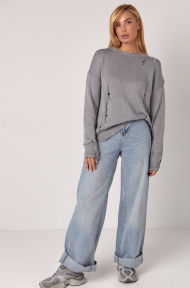 Модный рваный свитер  AMU-7106A730