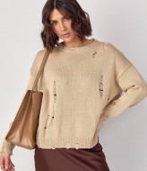 Модный рваный свитер  AMU-7106A730