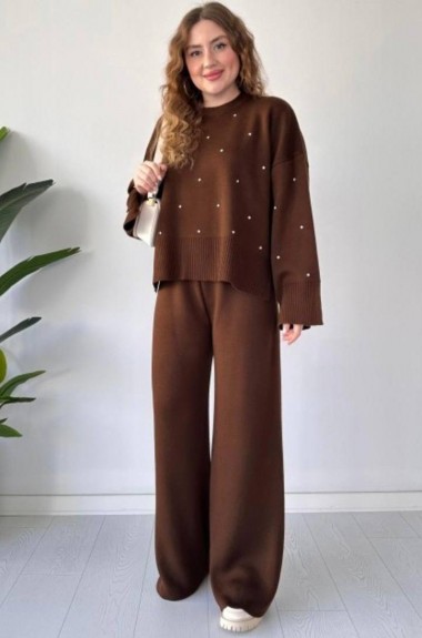 Брючный вязаный костюм  AMU-24503A1050