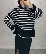 Вязаный свитер в полоску AMU-7002A499