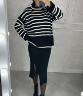Вязаный свитер в полоску AMU-7002A499