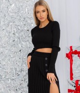 Черная длинная юбка с разрезом  AST-170925.5A300