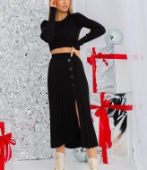 Черная длинная юбка с разрезом  AST-170925.5A300