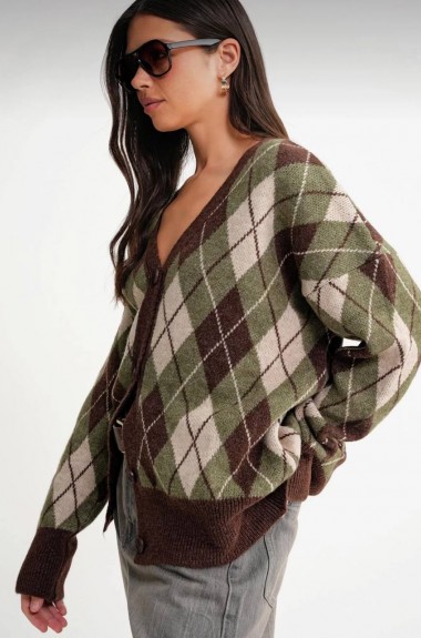 Жіночий кардіган  ромб  AMU-6937A799  Жіночий кардіган  ромб  AMU-6937A799