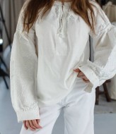 Белая блуза с пышными рукавами  AMU-6008A840