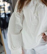 Белая блуза с пышными рукавами  AMU-6008A840