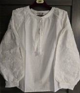 Белая блуза с пышными рукавами  AMU-6008A840