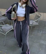 Велюровый костюм с широкими штанами  JK-026A800