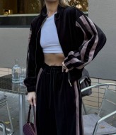 Велюровый костюм с широкими штанами  JK-026A800