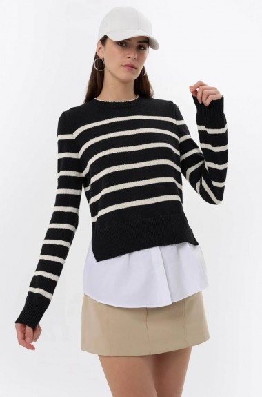 Свитер  с имитацией рубашки  AMU-6837A660