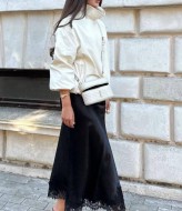 Шелковая юбка с кружевом SF-5684A400