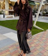 Шелковая юбка с кружевом SF-5684A400