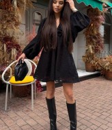 Кружевное черное платье  SOL-3036A500