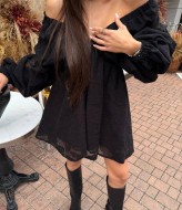 Кружевное черное платье  SOL-3036A500