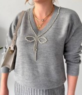 Вязаный костюм с юбкой плиссе  AMU-21416A1050