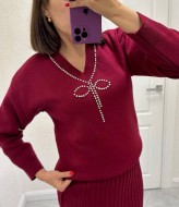 Вязаный костюм с юбкой плиссе  AMU-21416A1050