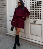 Вязаный костюм юбка и свитер  AMU-9495A1100