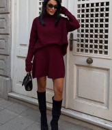 Вязаный костюм юбка и свитер  AMU-9495A1100