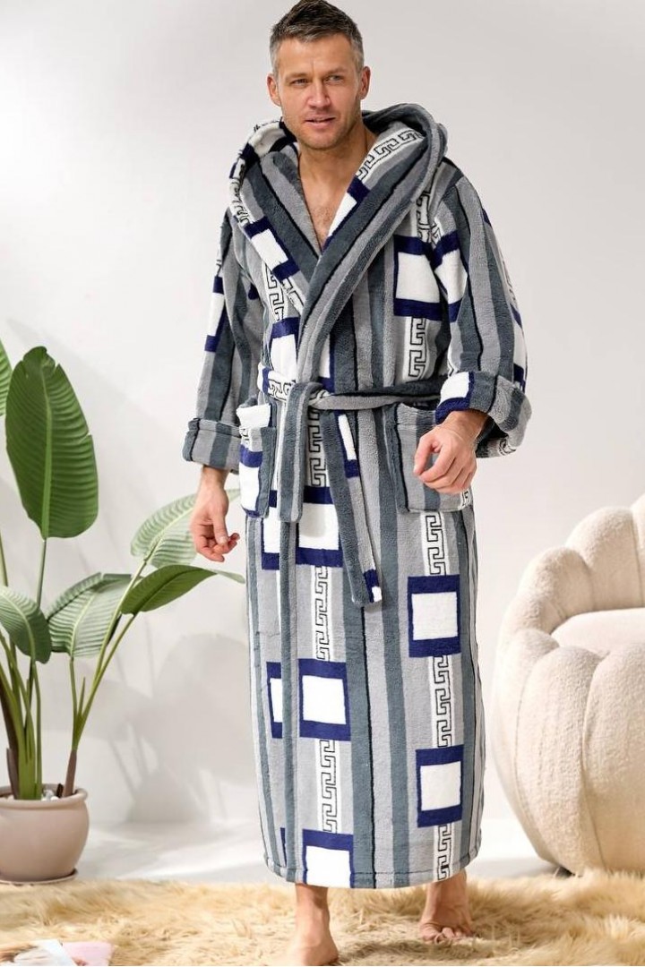 Мужской махровый халат с капюшоном  F5F-81A750
