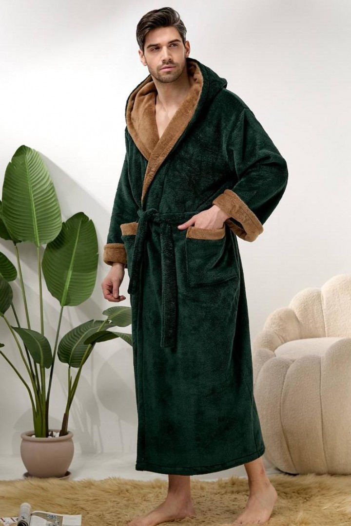 Мужской махровый халат с капюшоном  F5F-81A750