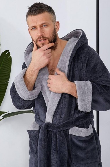Мужской махровый халат с капюшоном  F5F-81A750