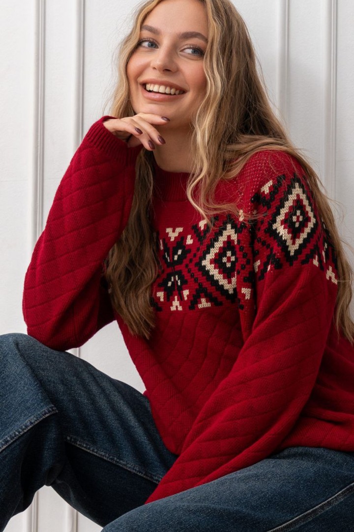 Свитер з рельєфною в'язкою  ZAB-1114A599  Свитер з рельєфною в'язкою  ZAB-1114A599