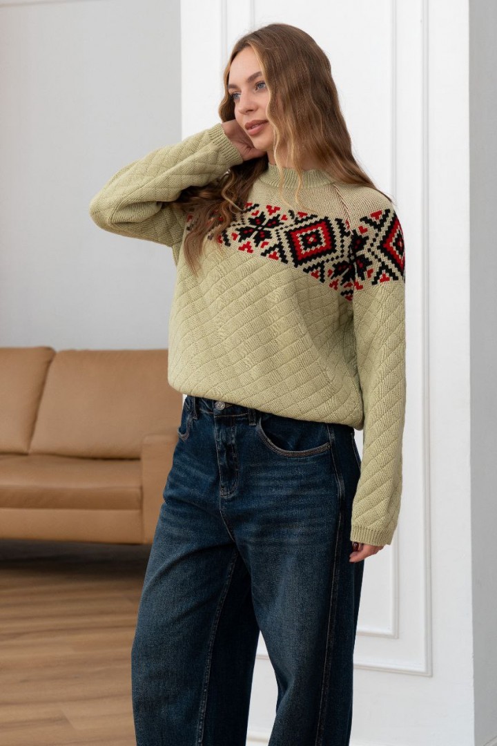 Свитер з рельєфною в'язкою  ZAB-1114A599  Свитер з рельєфною в'язкою  ZAB-1114A599