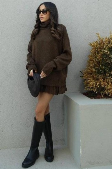 Вязаный костюм  с юбкой трапеция  AMU-7777A899