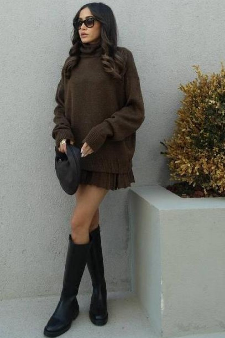 В'язанки костюм з спідницею трапеція  AMU-7777A899 