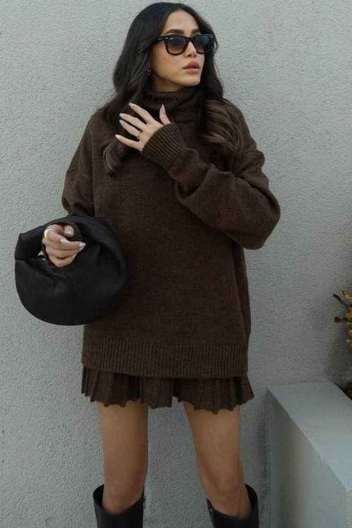 В'язанки костюм з спідницею трапеція  AMU-7777A899 