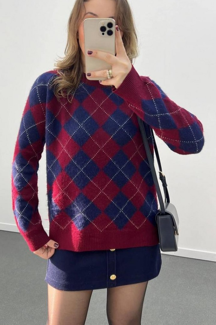 В'язаний светер  ромб AMU-4606A499