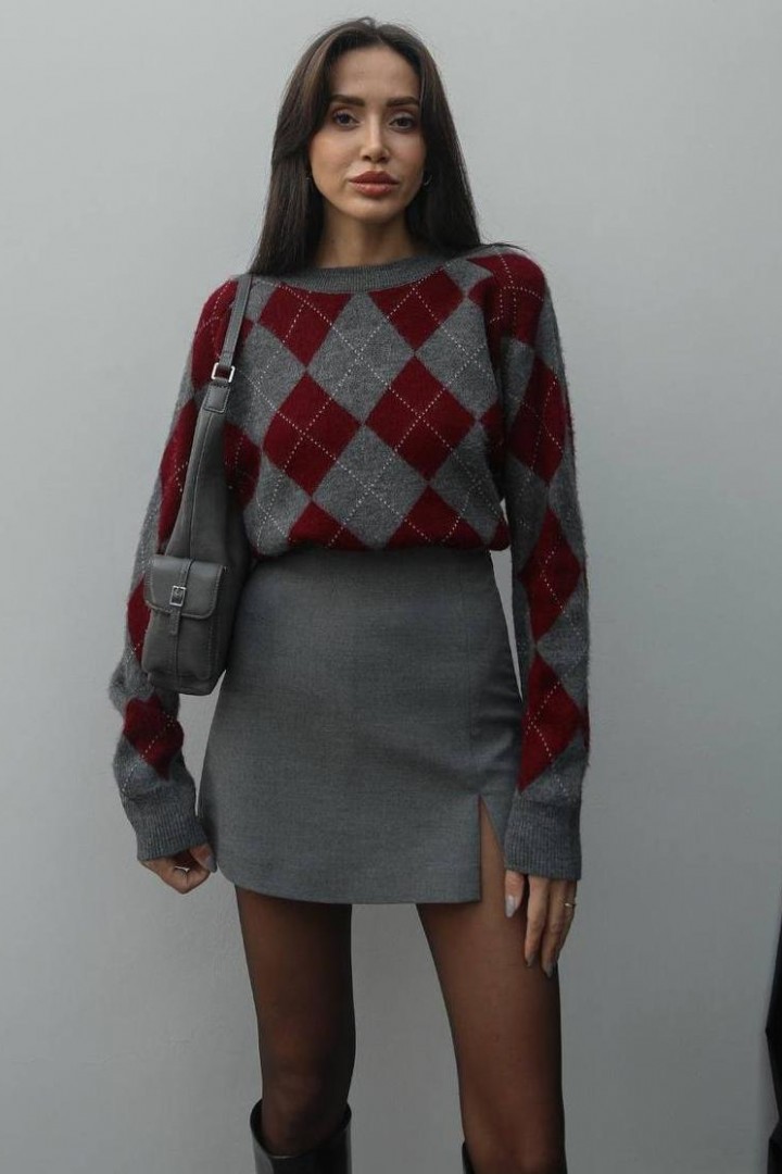 В'язаний светер  ромб AMU-4606A499