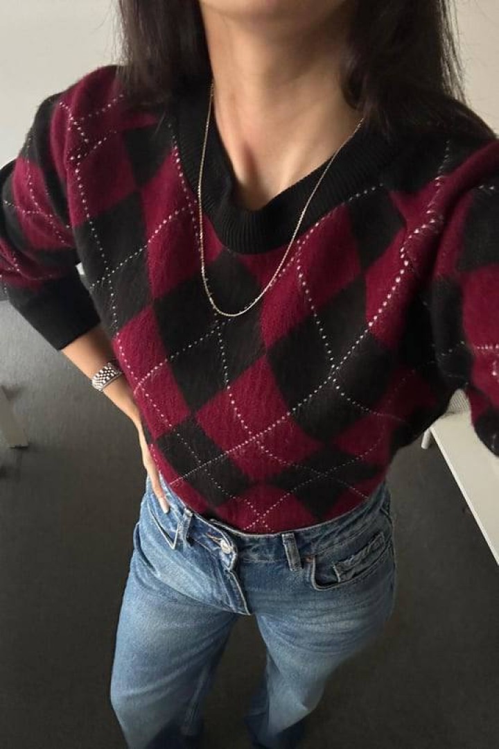 В'язаний светер  ромб AMU-4606A499