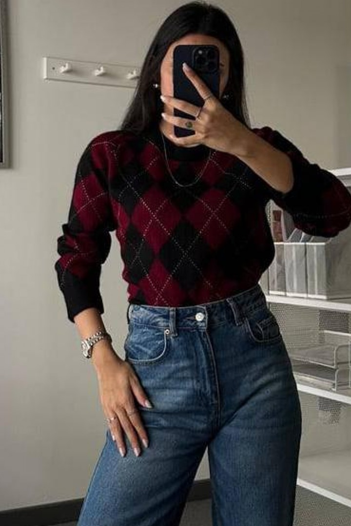 В'язаний светер  ромб AMU-4606A499