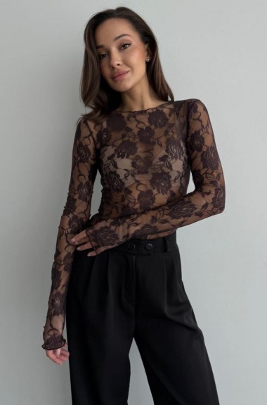 Гипюровый лонгслив COB-888A299 Гипюровый лонгслив COB-888A299